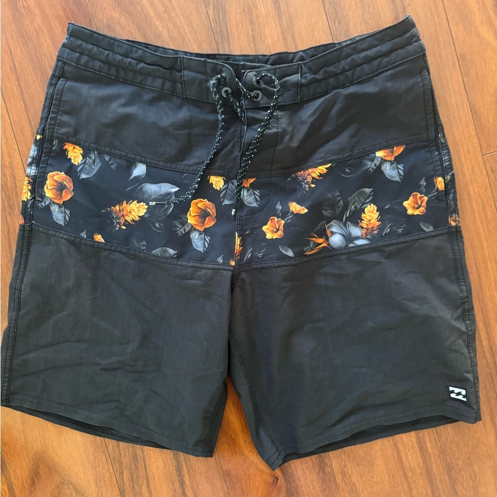 Billabong Black and Orange Hybrid Shorts Quick-Dry